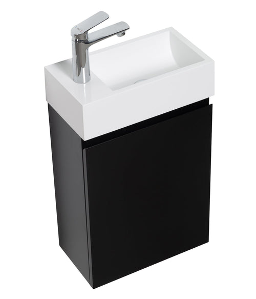Badplaats Toiletmeubel Angela 40 x 22 cm – Mat Zwart – Fonteinmeubel met Wastafel