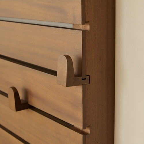 Tikamoon Set van 2 modulaire haken in massief mahoniehout - Bruin