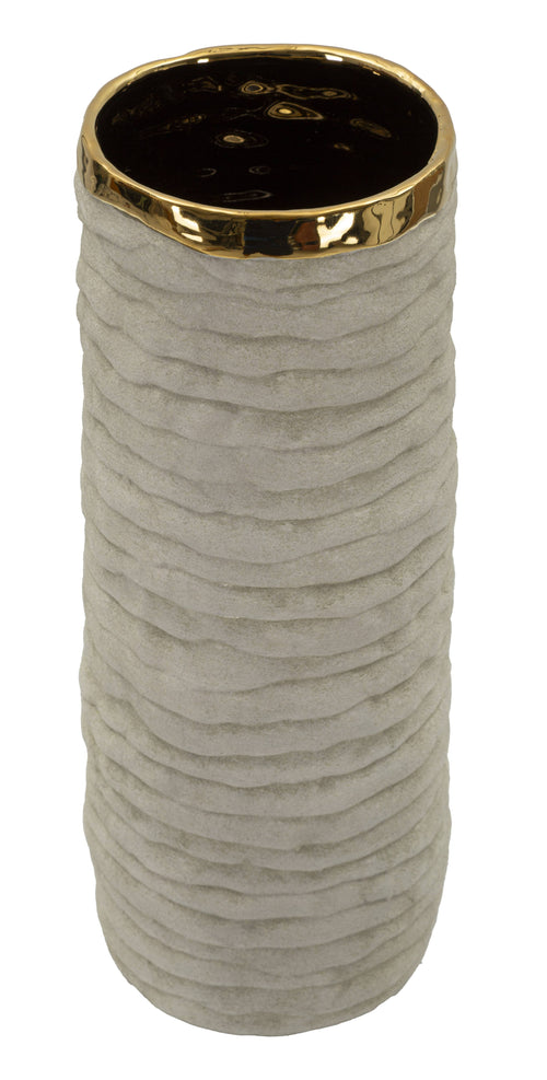 Mauro Ferretti vaas - Ø 15,5x40 cm - beige/goud
