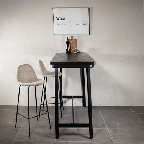 Giga Meubel Barstoel Saar - Stof/Metaal - Beige - Set van 2