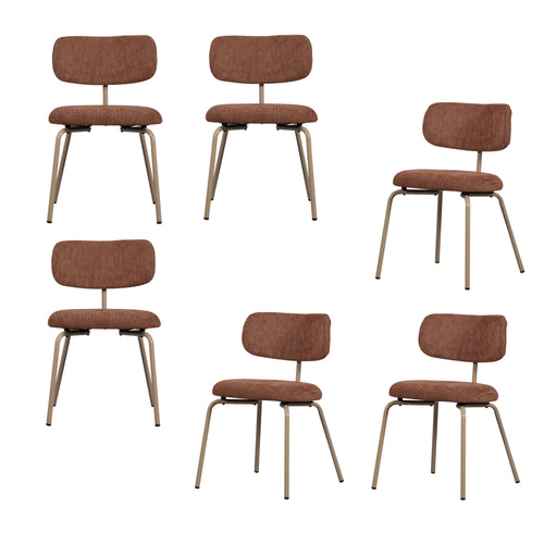 WOOOD eetkamerstoelen Travis - Polyester - Bruin - Set van 6 - vtwonen shop