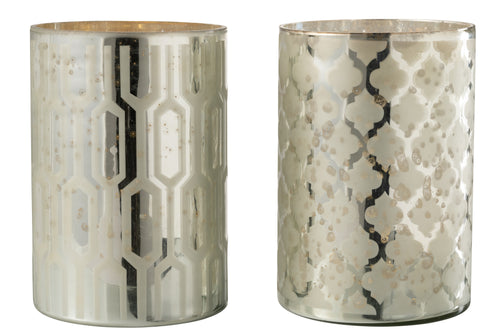 J-Line windlicht - glas - zilver - large - 2 stuks - vtwonen shop