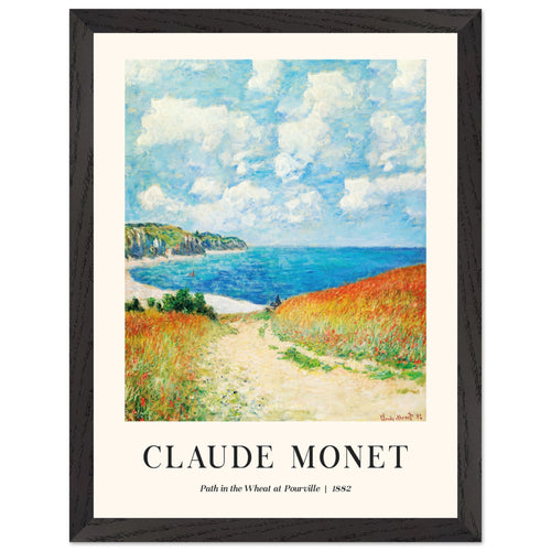 Artfulprints Poster met Lijst Claude Monet - Path in the weath at Pourville   - 30x40 cm - Blauw