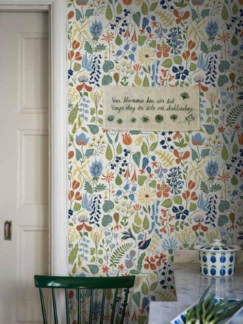 Borastapeter behang bloemen groen, geel en rood - 53 cm x 10.05 m - 660749 - vtwonen shop