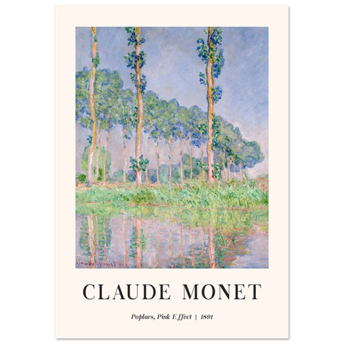 Artfulprints Poster met Lijst Claude Monet - Poplars, pink effect   - 70x100 cm - Meerkleurig