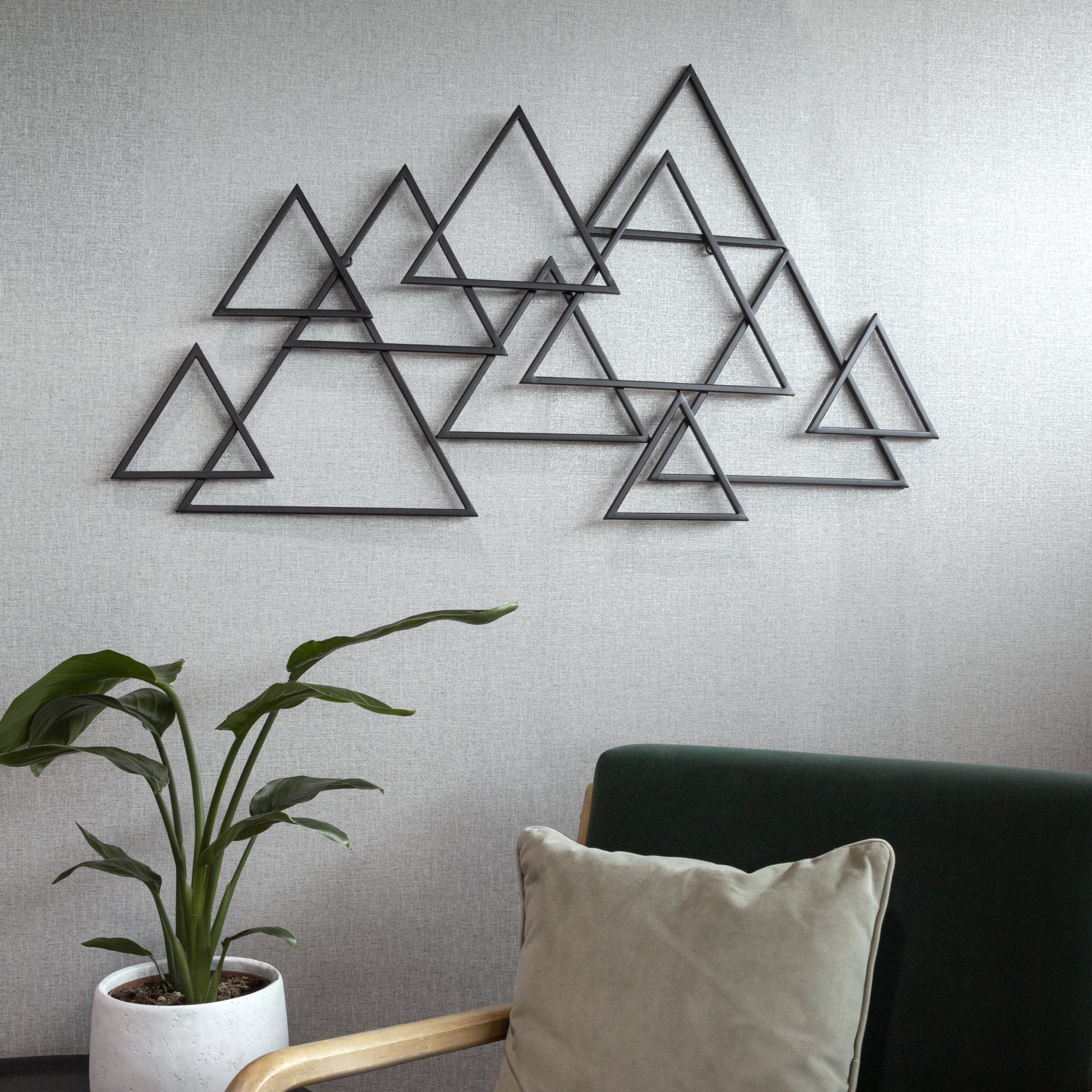 Estahome Grafische Driehoeken Behang - Zwart / Mat Wit