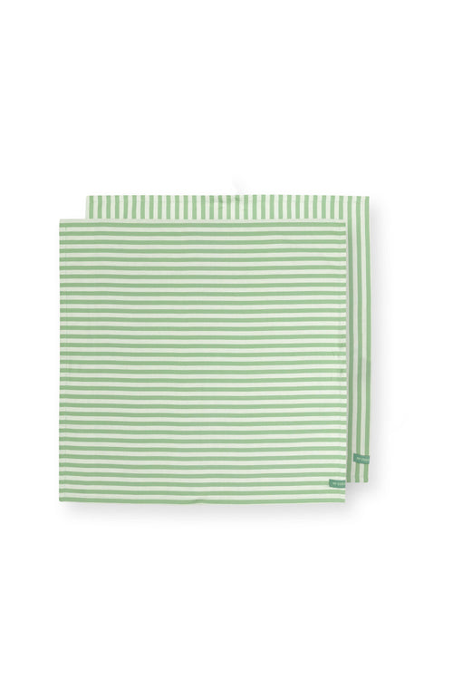 Pip Studio - Theedoeken Stripes - Lichtgroen - 65x65 cm - Set van 2