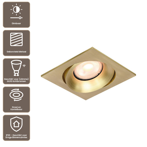 Artdelight Inbouwspot Alice Vierkant - Goud