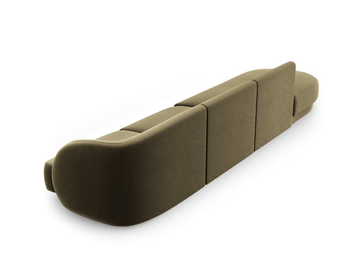 Micadoni linker bank Miley 4-zits, flueel, groente - 90x323x70cm