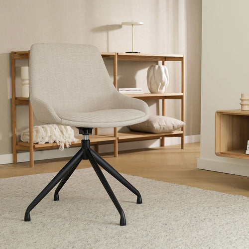 Nolon Nola-Isa Eetkamerstoel Beige - Draaibaar Zwart Onderstel