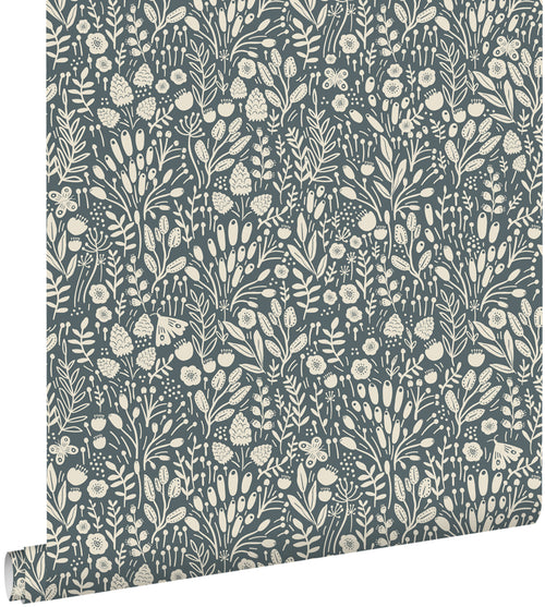 ESTAhome behang bloemetjes blauwgroen - 50 x 900 cm - 131249 - vtwonen shop