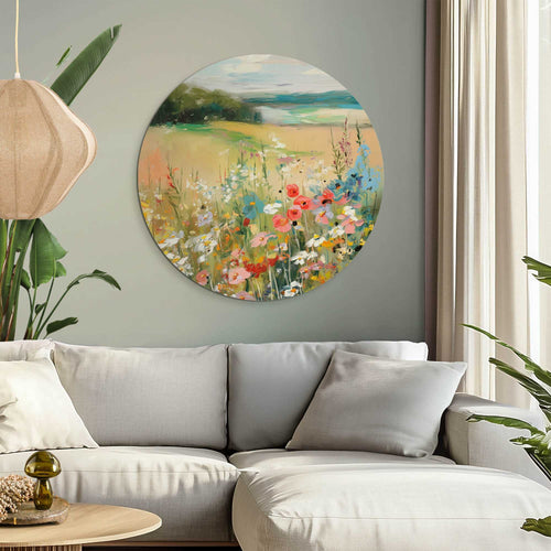 Reinders Zomers strand glasschilderij -  beige - woonkamer - Ø 70cm