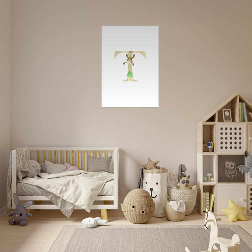 Artfulprints Poster Letter T kindernaam   - A4 21x29.7 cm - Meerkleurig