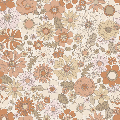 ESTAhome behang retro bloemen terracotta en lichtbeige - 53 cm x 10.05 m - 131247 - vtwonen shop