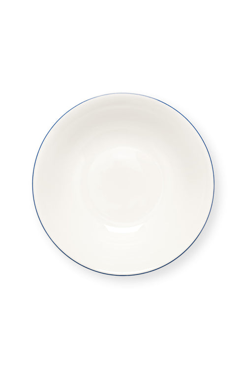 vtwonen - Soepkom - Wit/Blauw Lijn - Porselein - Set van 6
