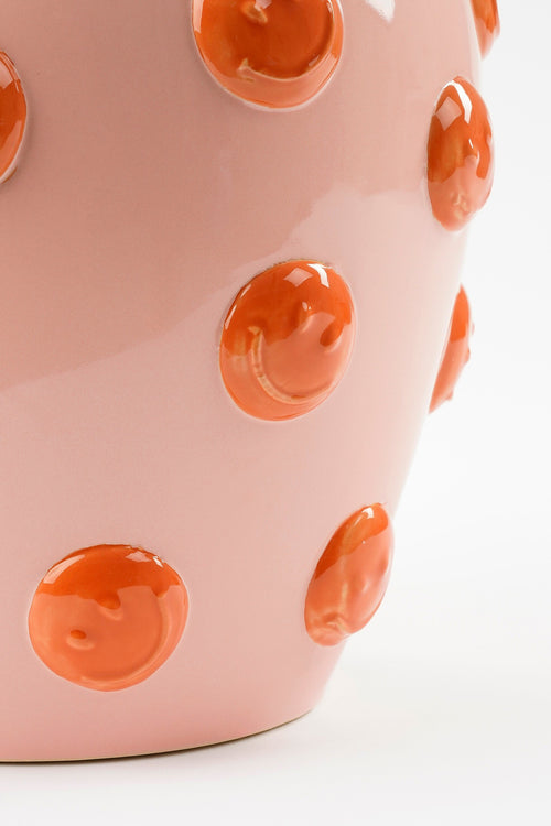 Mica Decorations Smiley Vaas - H33 x Ø30 cm - Keramiek - Lichtroze, Oranje