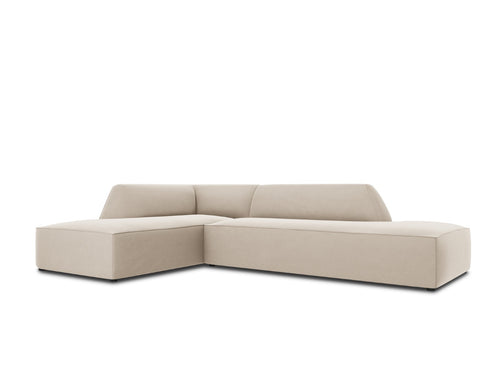 Micadoni linker hoekbank Ruby 4-zits, flueel, beige - 180x273x69cm