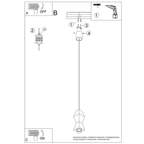 Sollux Lighting Hanglamp KUBBE klein S - 8x8x200cm
