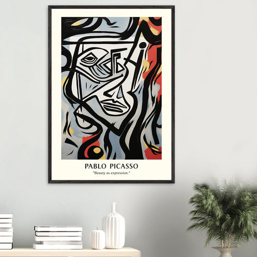 Artfulprints Poster met Lijst Pablo Picasso - Beauty as expression   - A4 21x29.7 cm - Meerkleurig