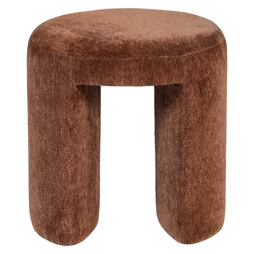 WOOOD gestoffeerde kruk Charlie - Structuur Stof - Roestbruin - 47x45x45