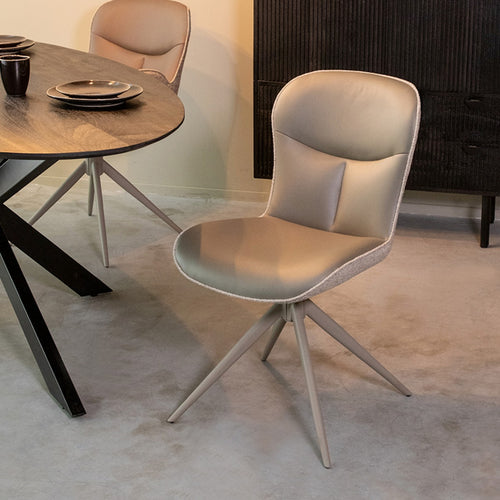 LABEL51 Eetkamerstoel Thorben - Grijs Stof - Draaibaar - Set van 2 - vtwonen shop