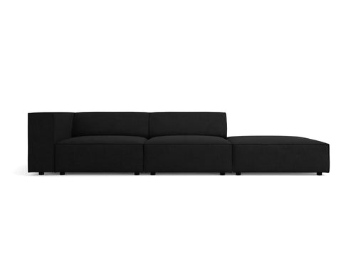 Cosmopolitan Design Rechte bank Arendal 4-zits, chenille met ribbeleffect, zwart - 102x262x70cm