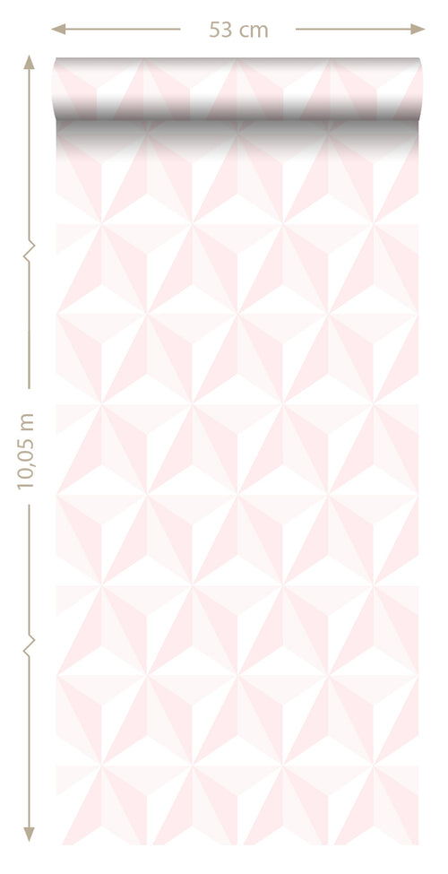 ESTAhome behang grafisch 3D motief licht roze - 53 cm x 10.05 m - 138911