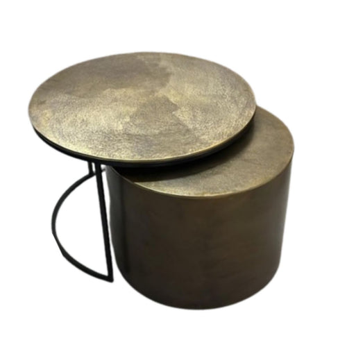 StarFurn Salontafel Luna - Rond Goud Metaal - Set van 2