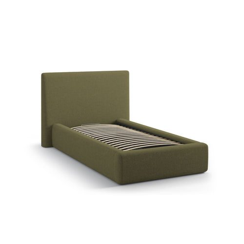 Cosmopolitan Design - Opbergbed met hoofdeinde Asti 90x200cm structurele stof groente - 220x130x95cm