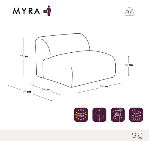 Sia Home - Fauteuil zonder armleuningen MYRA - kruisweefsel lichtgrijs 75cm