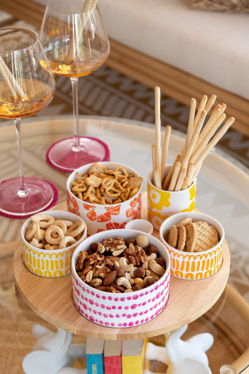 J-Line aperoschaal + dienblad - bamboe/keramiek - mix - doos van 6 stuks - vtwonen shop