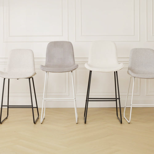 Nolon Nino-Fé Barkruk Ribstof Créme - Zwart Onderstel - 75 cm - vtwonen shop