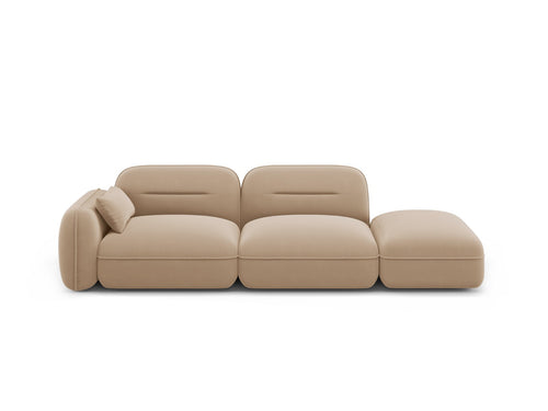 Cosmopolitan Design Rechte modulaire bank Sydney 3-zits, flueel, zand - 90x295x70cm