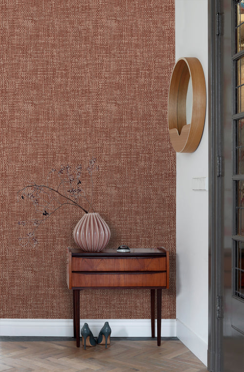 Origin Wallcoverings behang geweven linnenstructuur roodbruin - 50 x 900 cm - 348051 - vtwonen shop