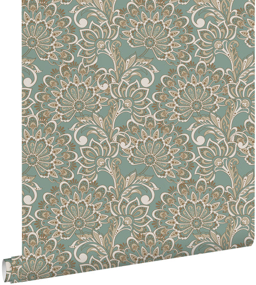 ESTAhome behang vintage bloemen vergrijsd groen - 50 x 900 cm - 131088 - vtwonen shop