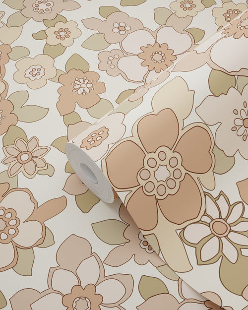ESTAhome behang retro bloemen beige - 50 x 900 cm - 131526 - vtwonen shop