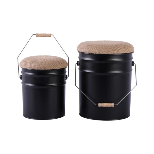 Leitmotiv kruk Buckets - zwart - Ø31cm - vtwonen shop