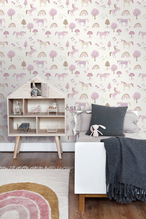 ESTAhome behang unicorns lila paars - 53 cm x 10.05 m - 139504