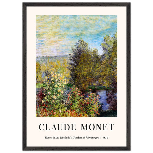 Artfulprints Poster met Lijst Claude Monet - Roses in the hoshede's garden at Montregon   - 50x70 cm - Groen