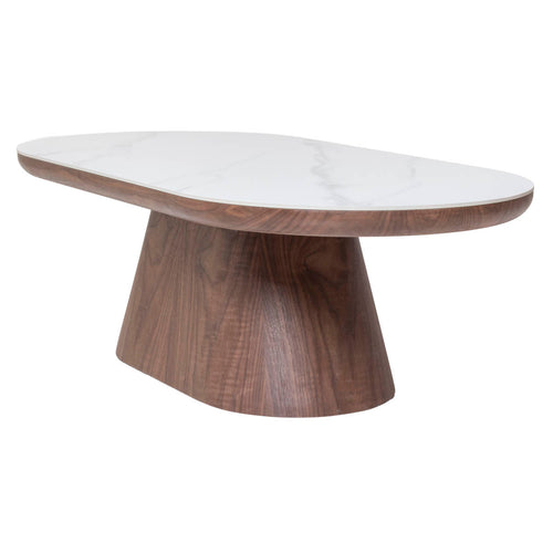 Giga Meubel Salontafel Alba - Ovaal Walnoot Hout/Keramisch - 120x60x38cm