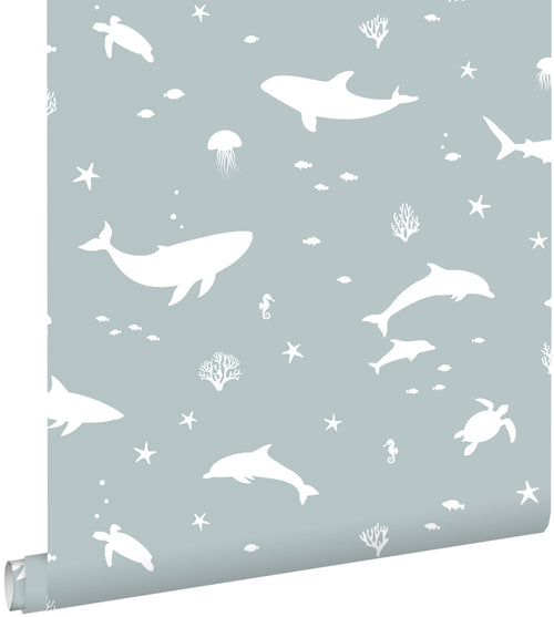 ESTAhome behang onderwaterwereld vergrijsd blauw - 50 x 900 cm - 131472 - vtwonen shop