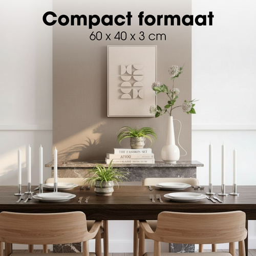 Mica Decorations Wanddecoratie - Wandpaneel Abstracte Kunst 60 x 40 x 3 cm - Woondecoratie voor Woonkamer of Slaapkamer - Lichtgrijs