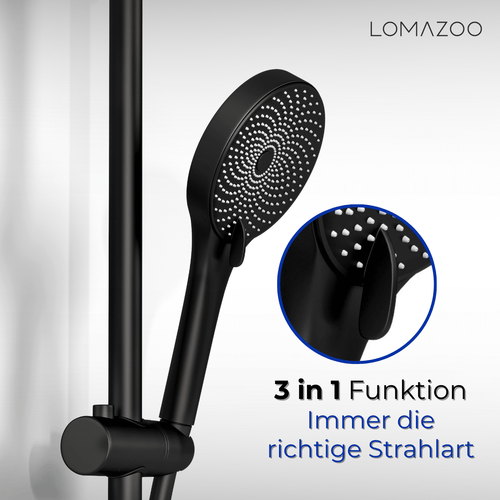 LOMAZOO regendouche Lando Premium - met thermostaatkraan - mat zwart