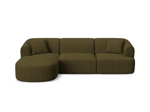 Cosmopolitan Design Modulaire hoekbank links Campi 4-zits, structurele stof groente - 156x256x70cm