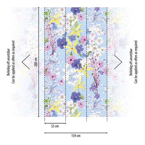 Livingwalls behang bloemen meerkleurig, lila paars, geel, blauw en roze - 159 x 280 cm - AS-391961 - vtwonen shop