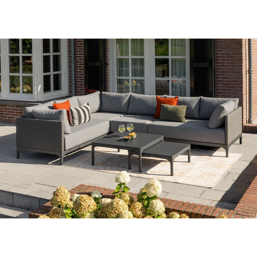 Exotan loungeset buiten Domino - Aluminium - Steengrijs - 88x300x225 - vtwonen shop