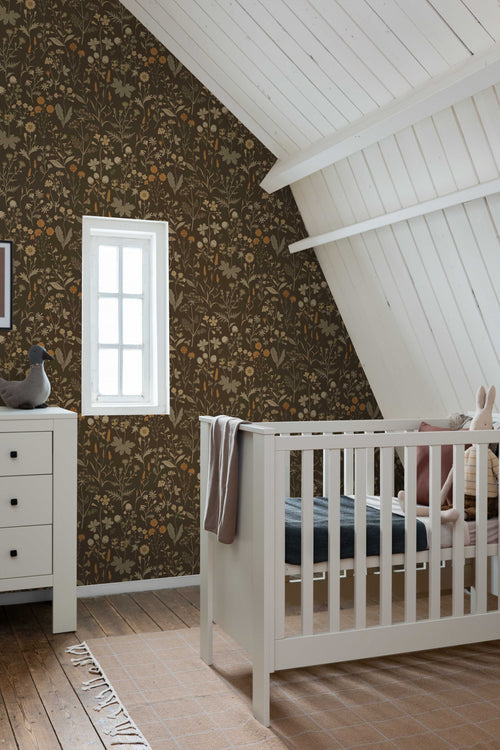 ESTAhome behang veldbloemen vergrijsd groen en bruin - 50 x 900 cm - 131463 - vtwonen shop