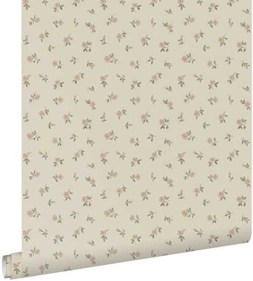 ESTAhome behang vintage bloemetjes vergrijsd groen - 50 x 900 cm - 132218