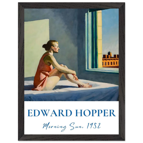Artfulprints Poster met Lijst Edward Hopper - Morning sun   - 30x40 cm - Blauw