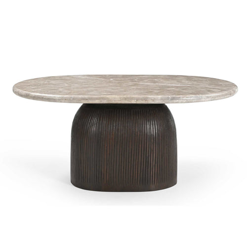 Starfurn Salontafel Noel - Ovaal Bruin Hout/Marmer - 90x60x40cm